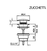 MEDIDAS VALVULA CLICK LAVABO-BIDE ZUCCHETTI